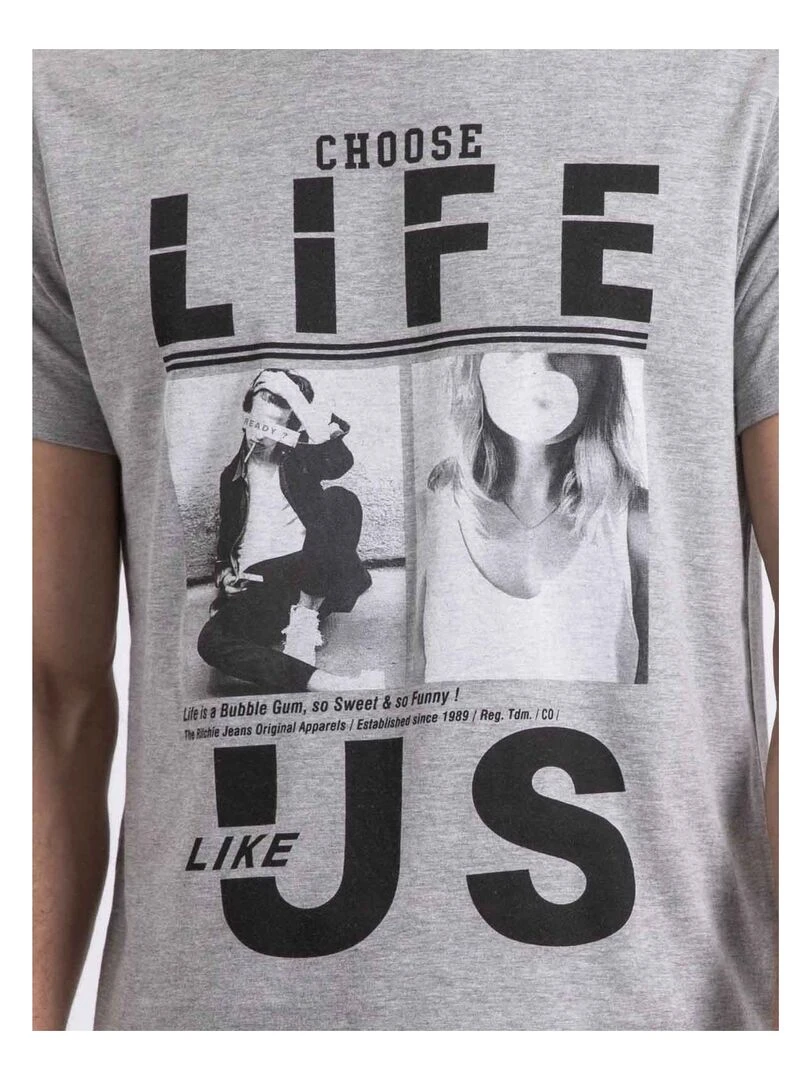 T shirt col rond NIXIROCK   Gris