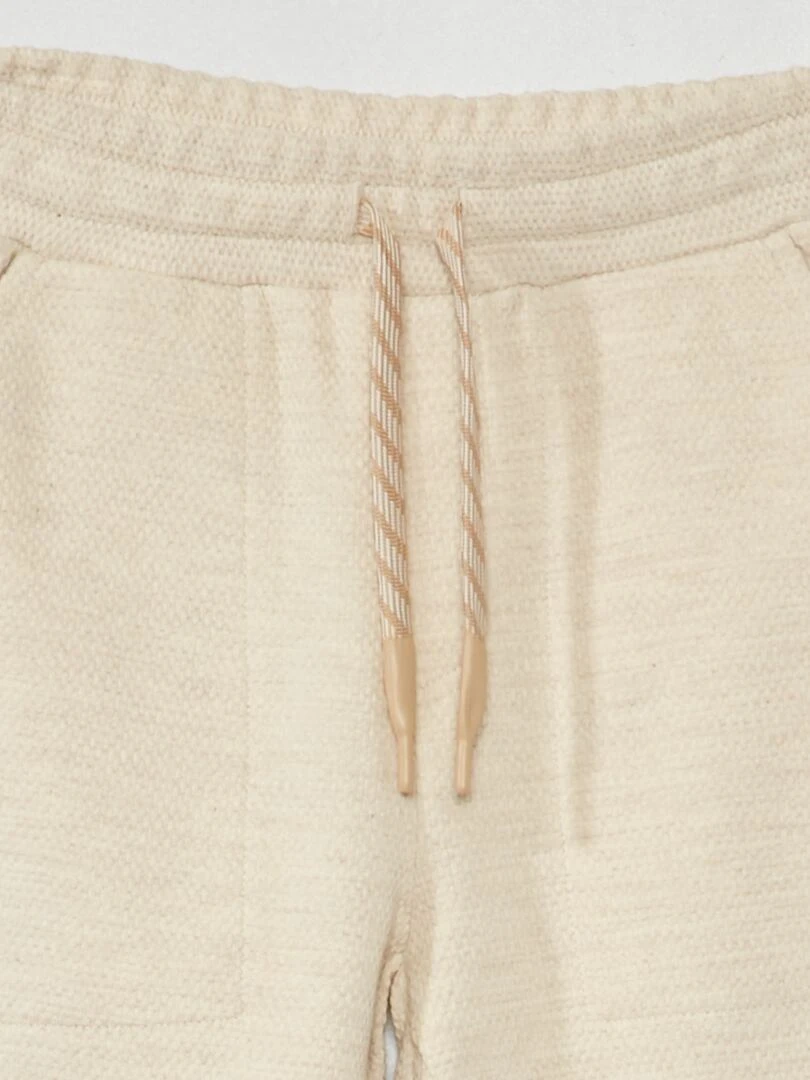 Pantalon de jogging en piqué de coton Coupe + ajustée Beige