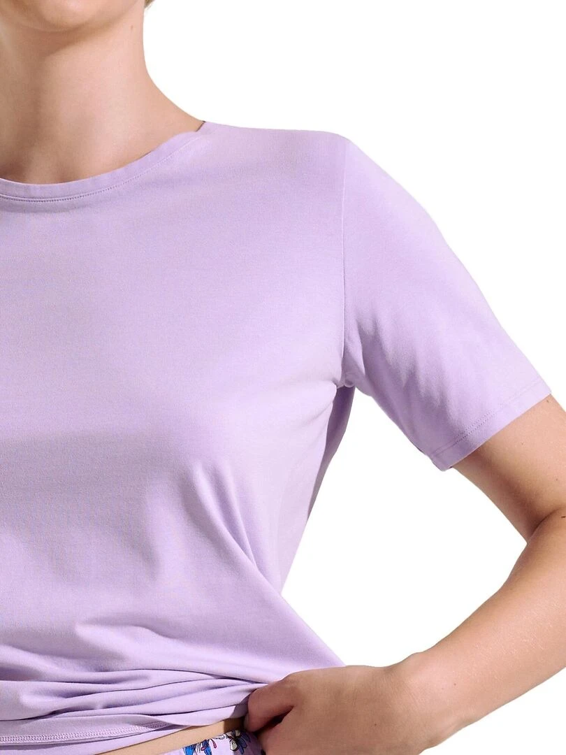 Pyjama pantalon t shirt manches courtes Flowers   Violet