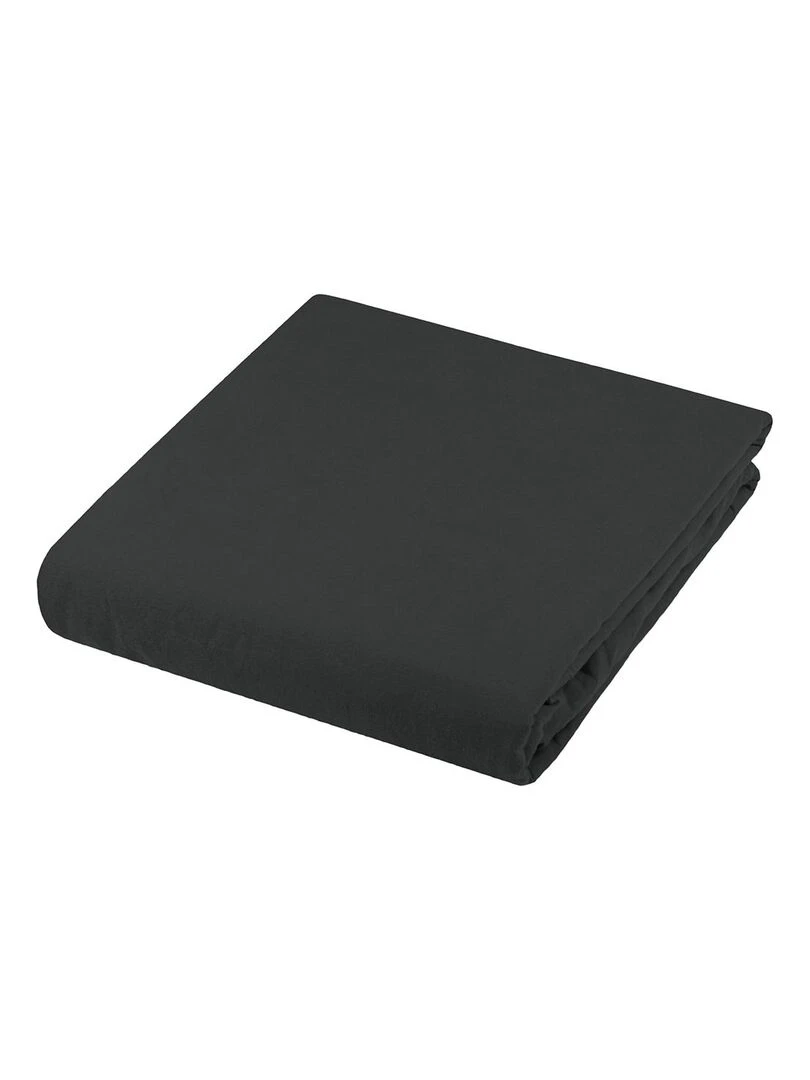 Housse de couette en coton lavé uni gris anthracite