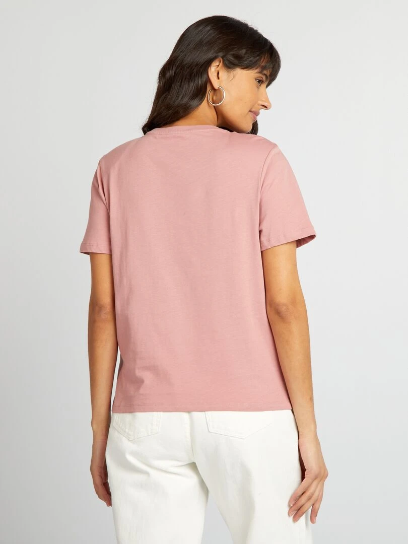 T shirt manches courtes avec poche poitrine   Rose