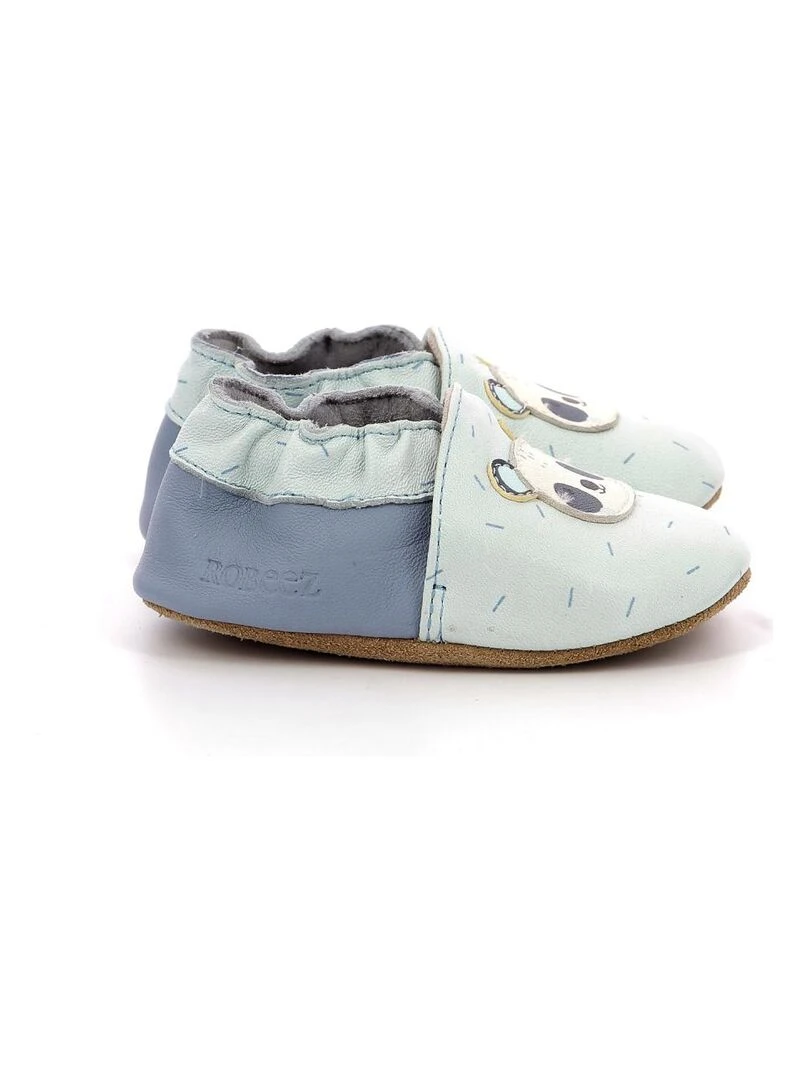 Chaussons Cuir Panda Master   Bleu