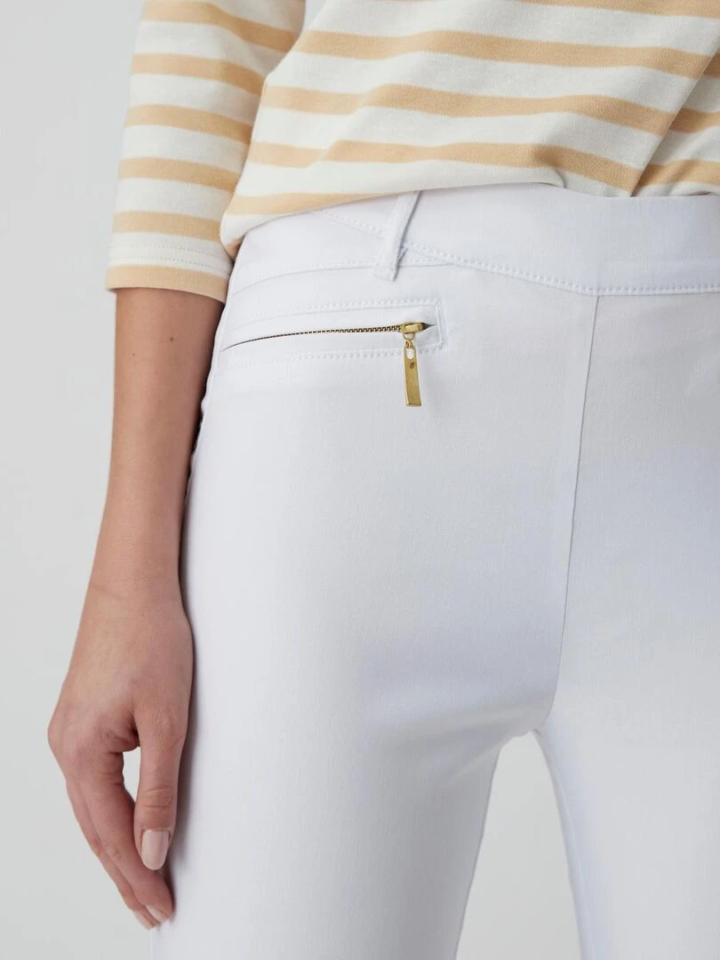 Pantalon 7/8ème toile extensible Damart Blanc Ecru Blanc