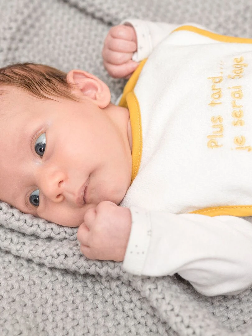 Lot de 7 bavoirs de naissance à velcro Maman et papa d'amour   Vert