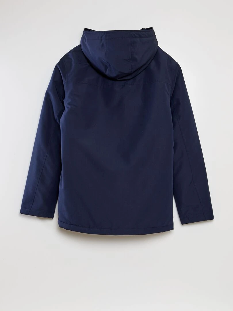 Parka courte déperlante à capuche Marine