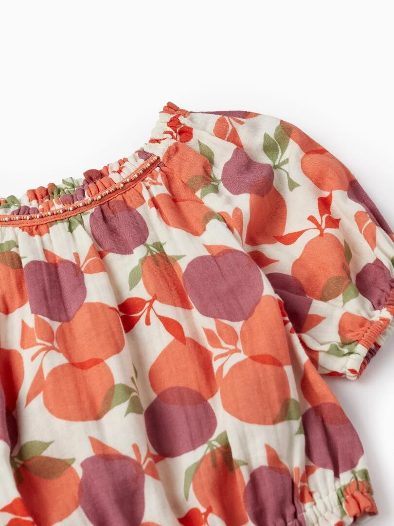 Blouse courte avec perles pour fille 'Apricots' manches courtes SICILIAN DAYS   Blanc