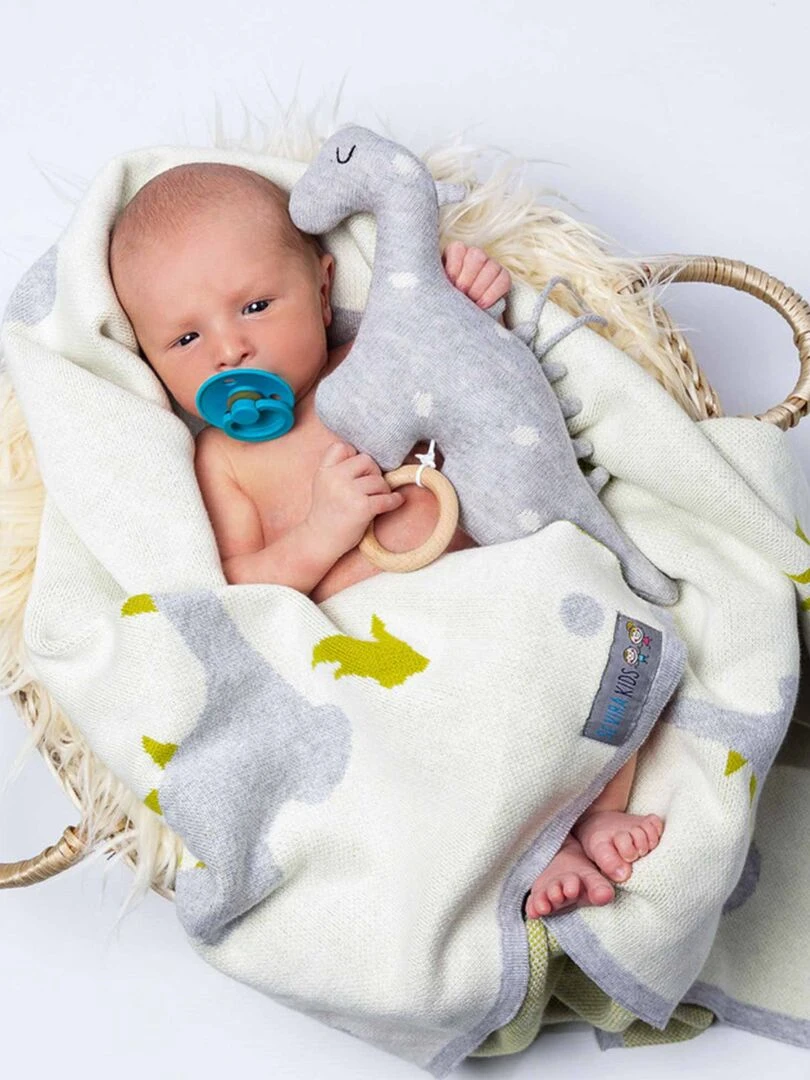 Veilleuse musicale en tricot de coton DINO Gris
