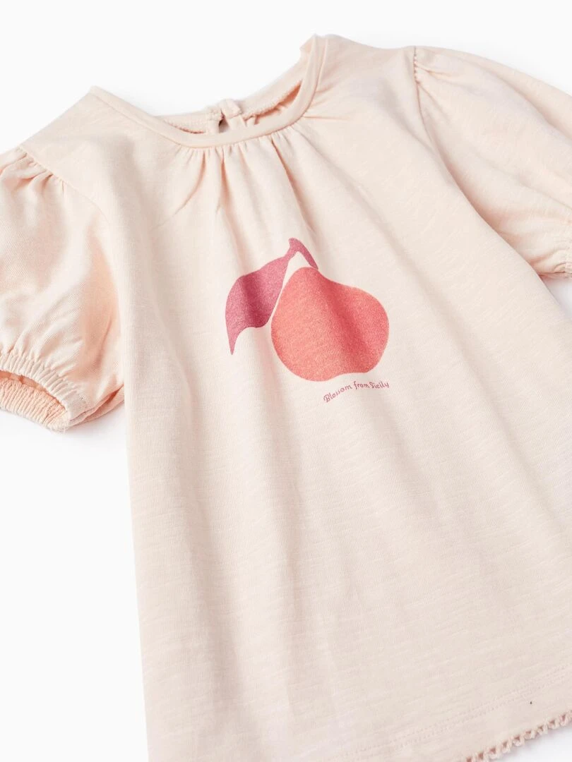 T Shirt en coton pour bébé fille manches courtes SICILIAN DAYS   Rose clair