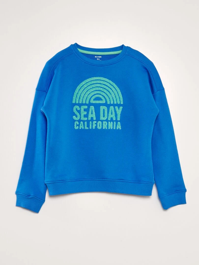 Sweat en french terry avec imprimé bouclette Bleu