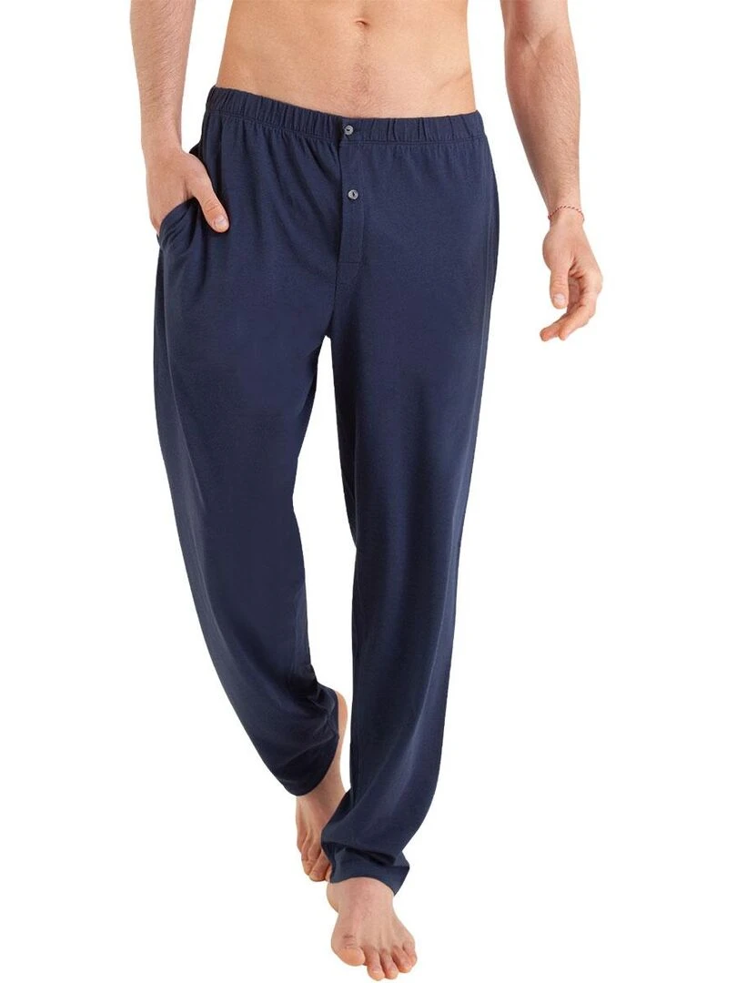 Pyjama long ouvert homme Easy Print Bleu marine