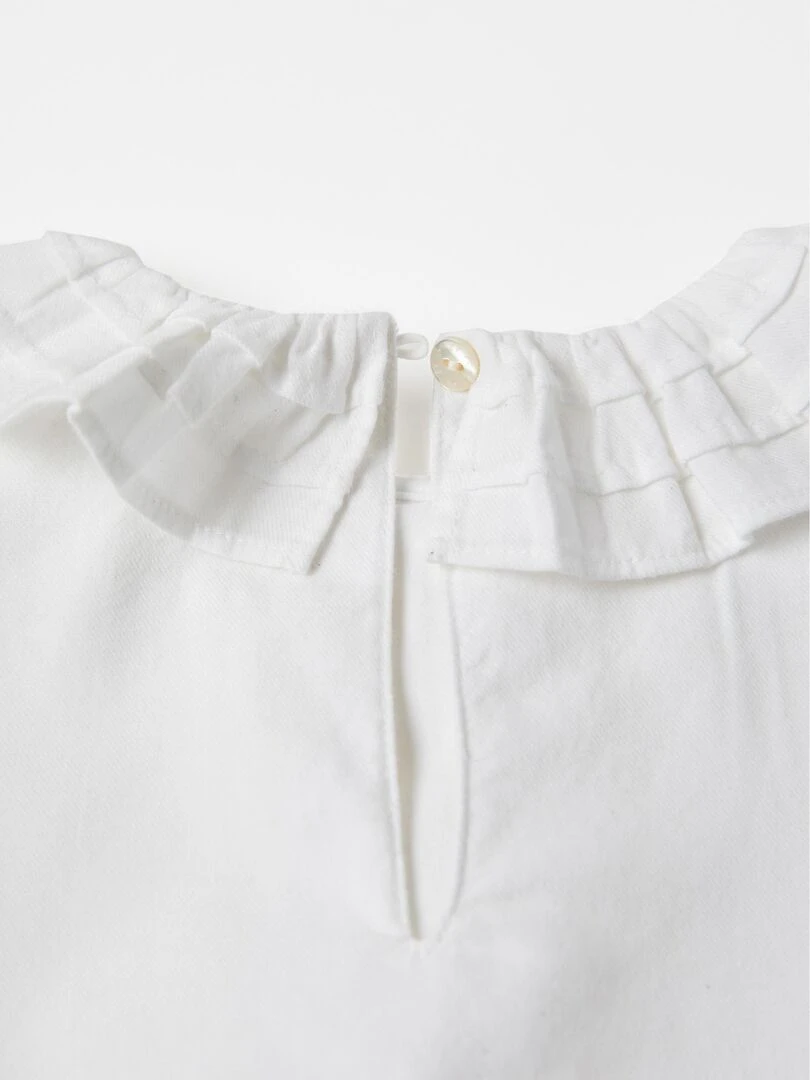 Chemisier en Sergé de Coton Fille manches longues ALPINE LUXURY   Blanc