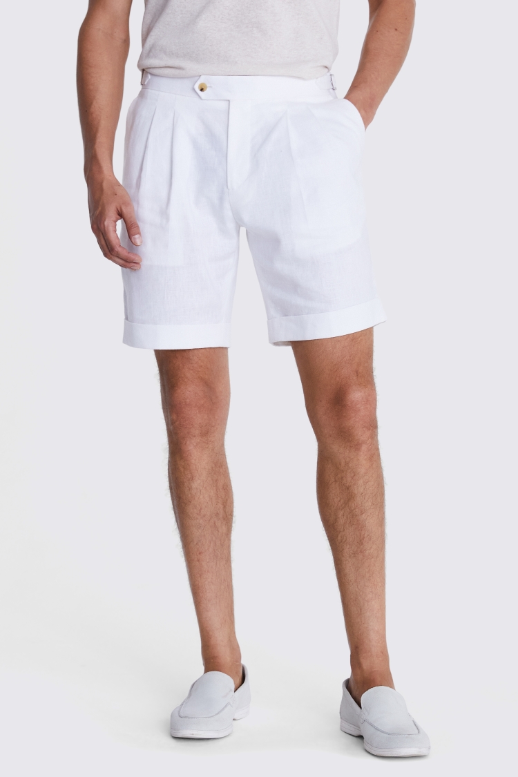 White Matte Linen Shorts Buy Online at Moss