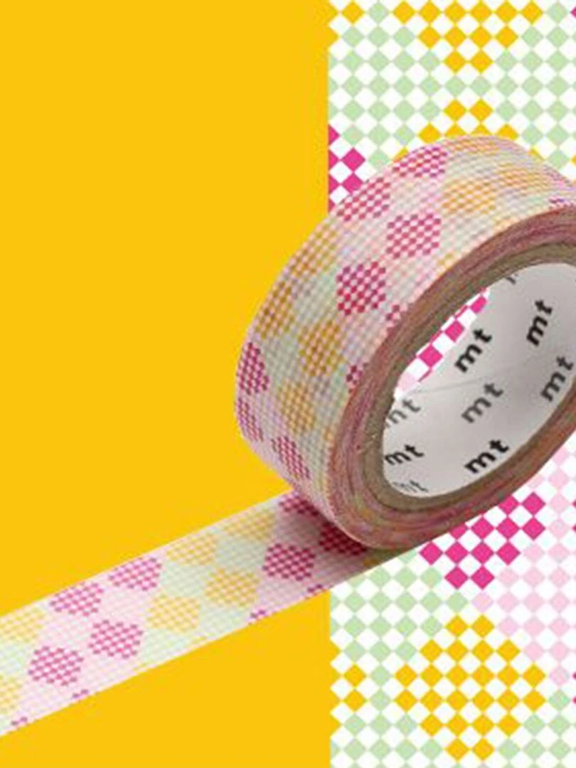 Masking tape damier Rose et jaune 1 5 cm x 7 m N/A