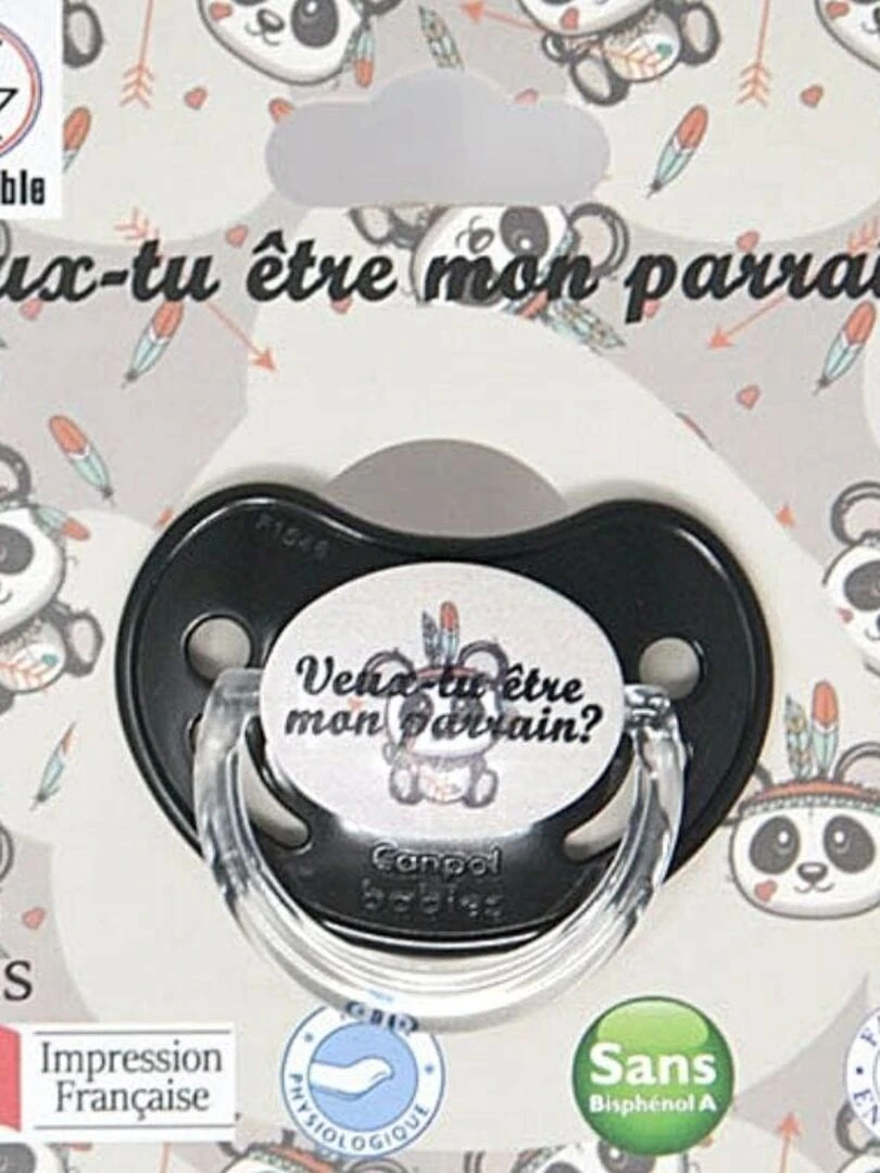 Sucette " Veux tu être mon parrain ? " Gris