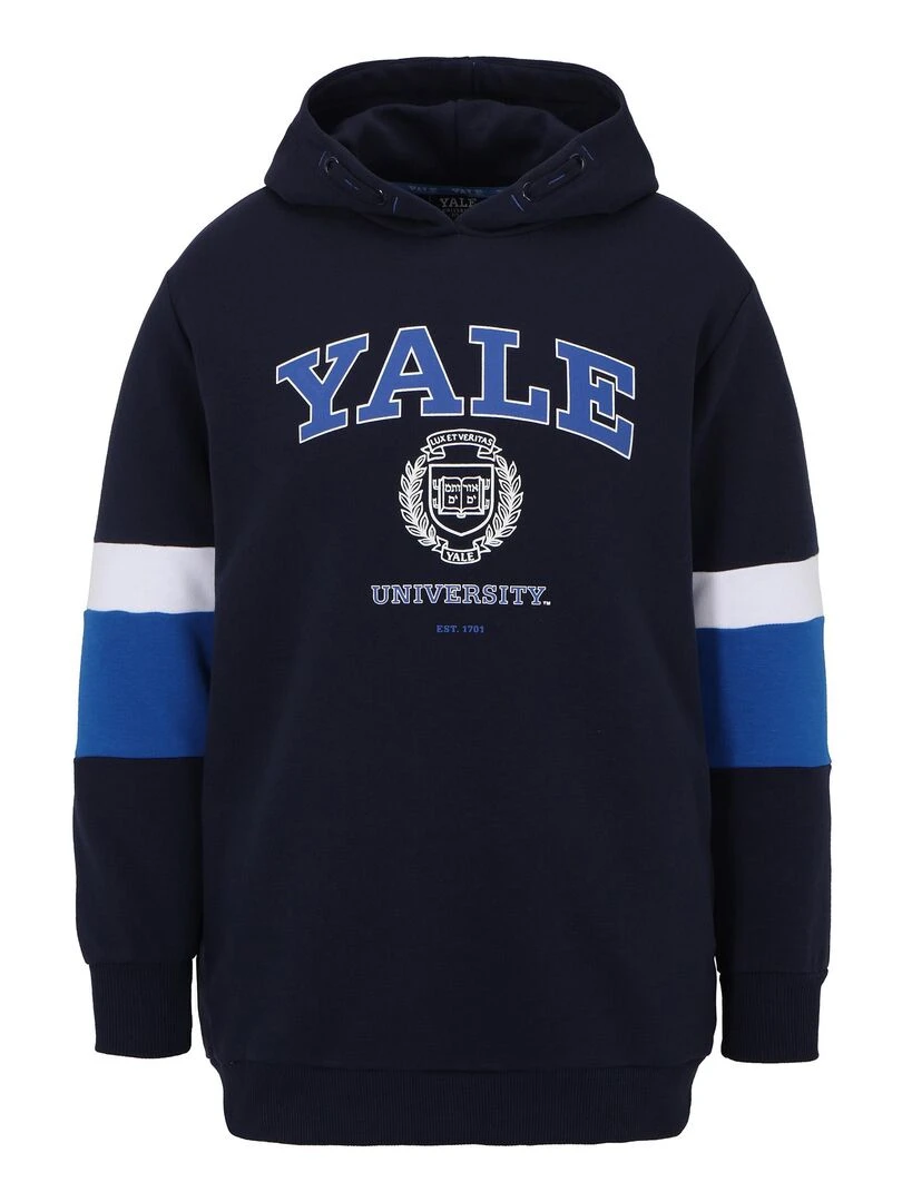 Sweat robe à capuche adulte YALE college imprimé Bulldog   Polycoton   Bleu marine   XXL   Bleu marine