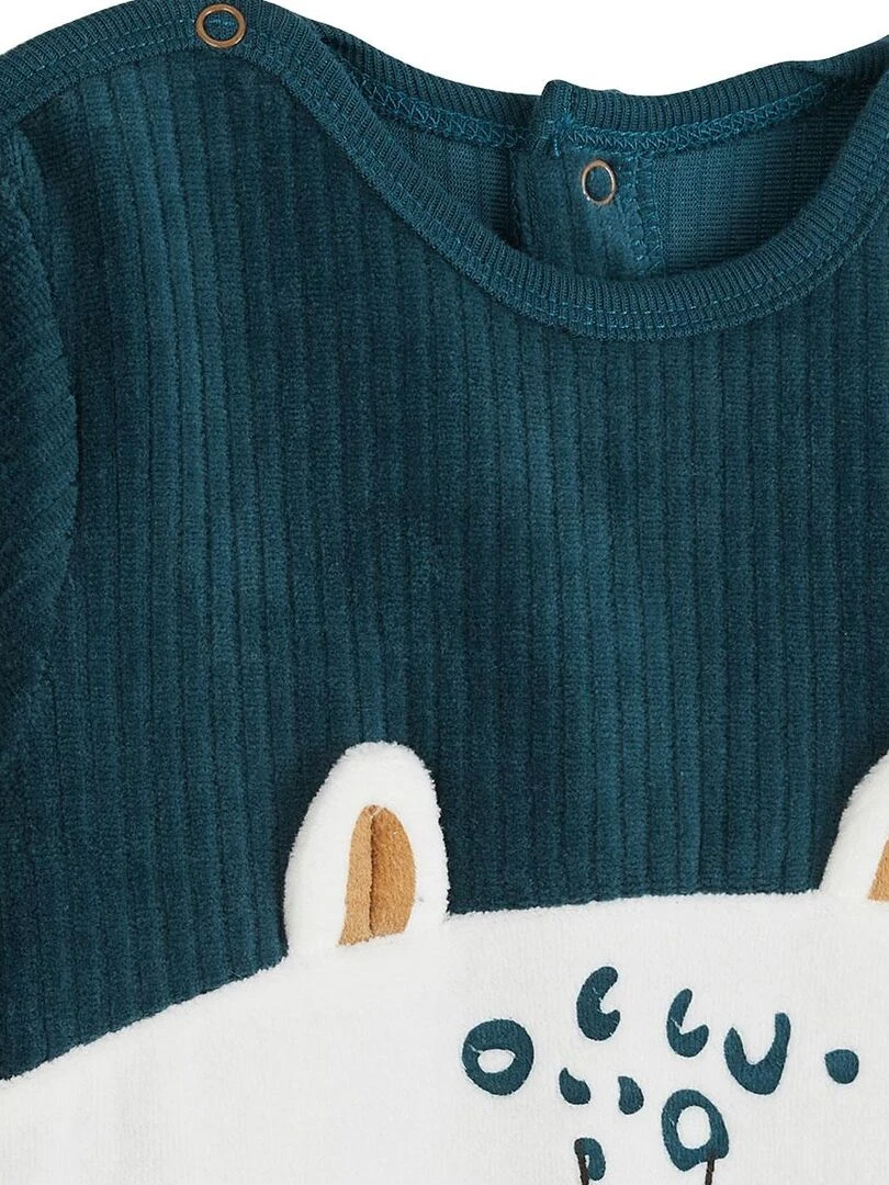 Pyjama bébé en velours Borneo   Ecru