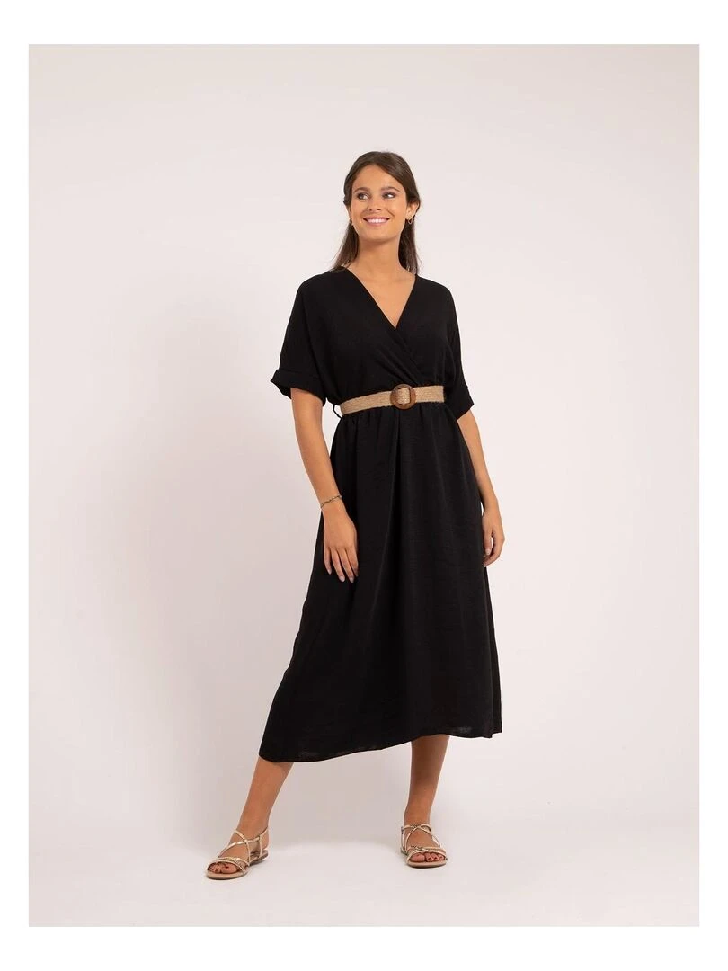 Robe longue et ceinture ICALEST Noir