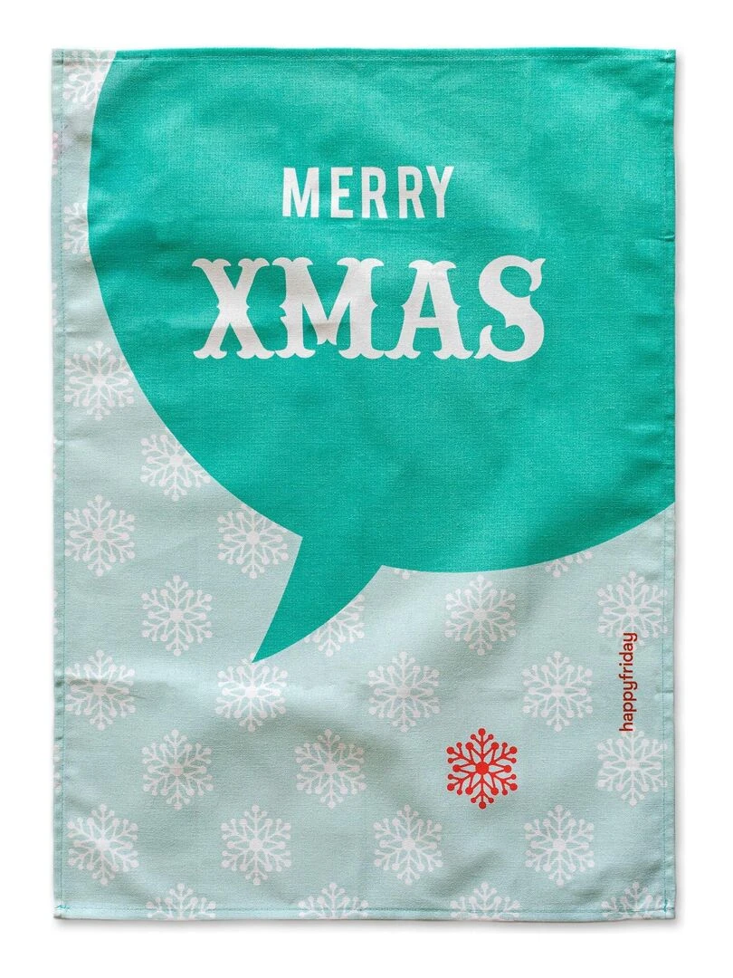 Torchon (2 pièces) Noel "Happyfriday"   Blanc