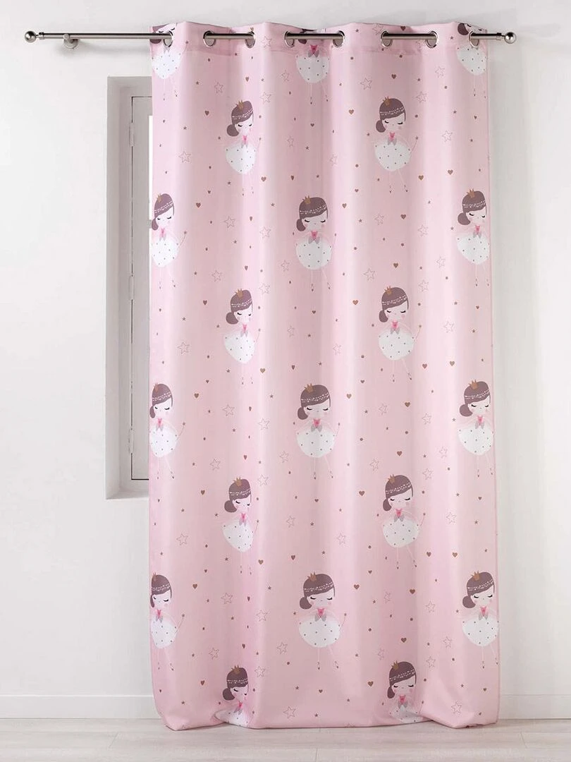 Rideau à œillets 140x260 Petite princesse rose Rose