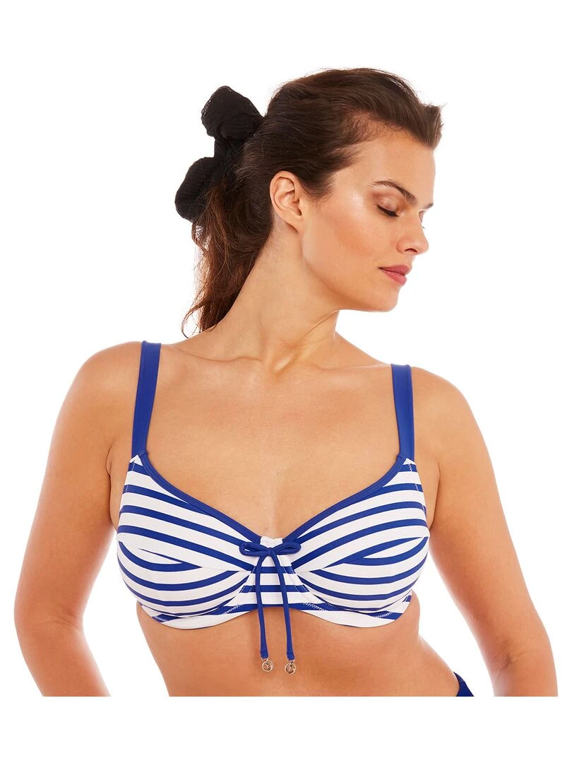 Haut de maillot à armatures MARINIERE Brigitte Bardot Bain Bleu