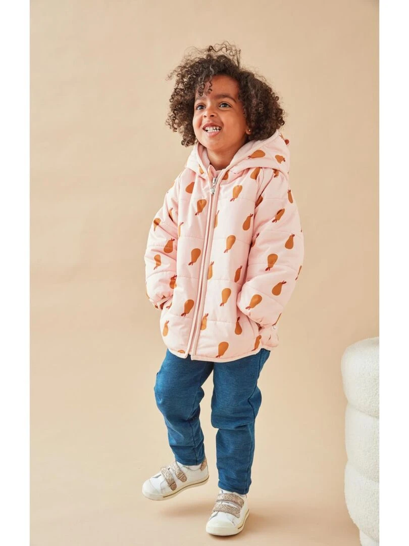 Veste déperlante poires doublée de Groloudoux rose clair/caramel Noukie's Rose