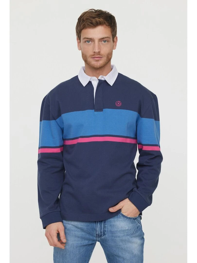 Lee Cooper T Shirt manches longues coton regular BLINO Bleu marine