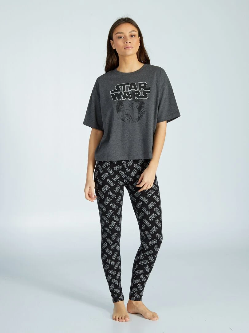 Pyjama long 'Star Wars' 2 pièces Gris/noir