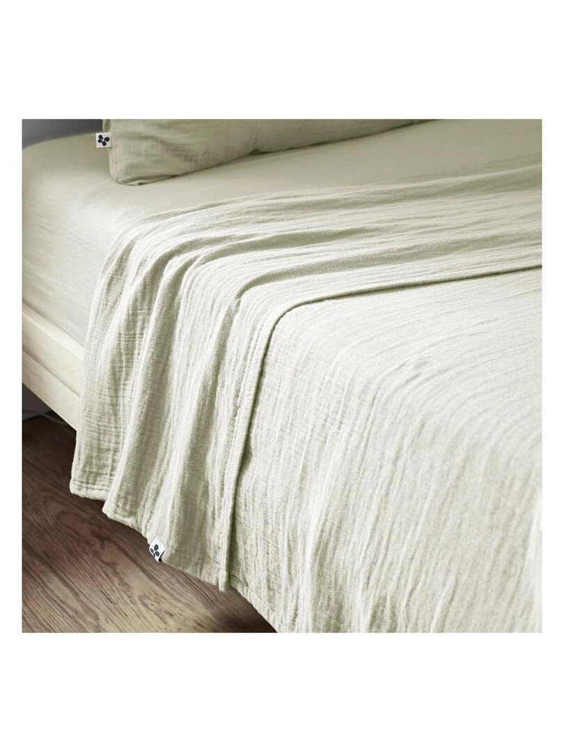 Drap plat double gaze de coton Gaia Vert d'eau