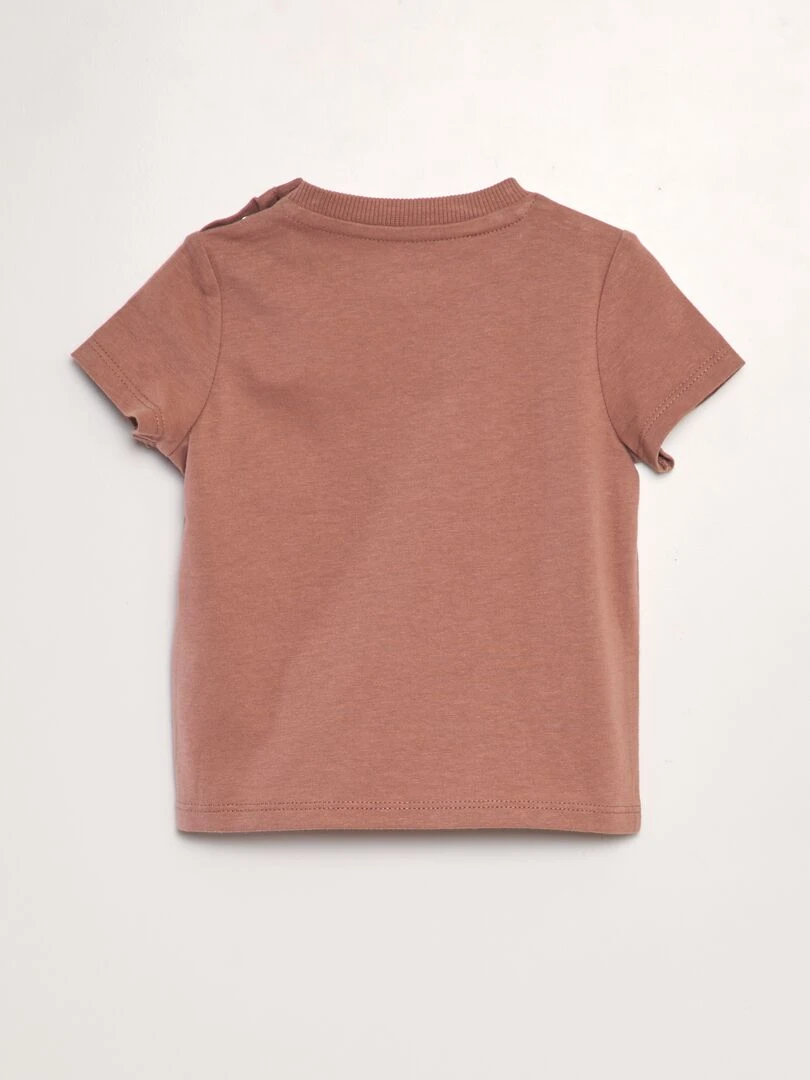 T shirt avec animation en relief   Marron