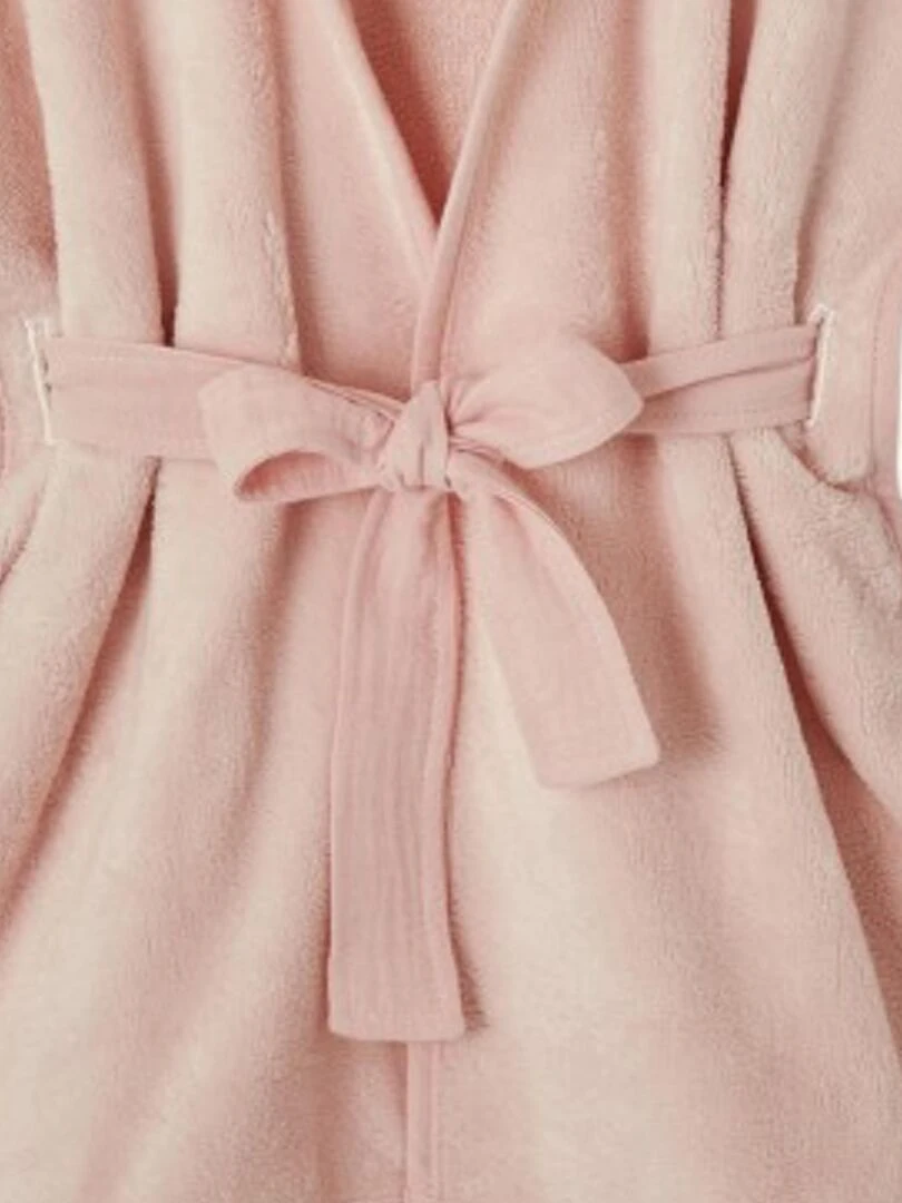 Peignoir bébé et enfant à capuche en bambou   Rose clair