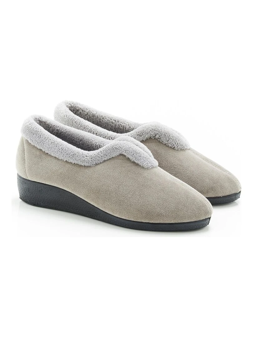 Pantoufles velours Damart Gris