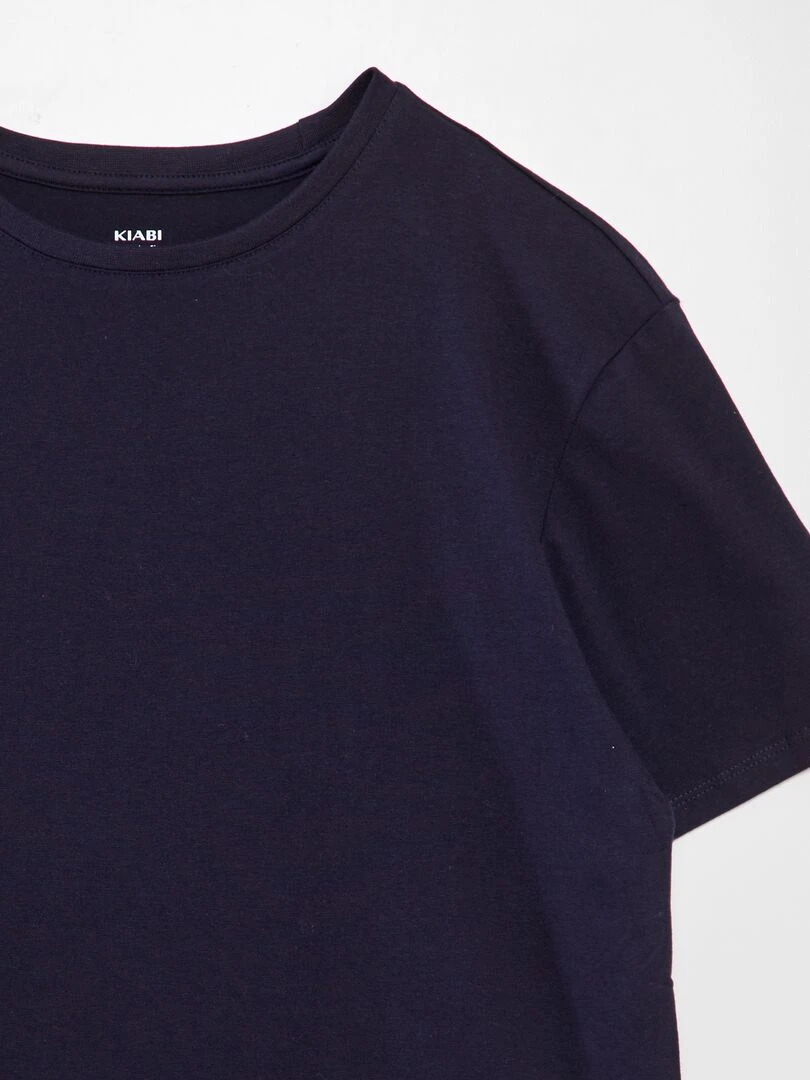 T shirt droit en jersey uni Bleu marine