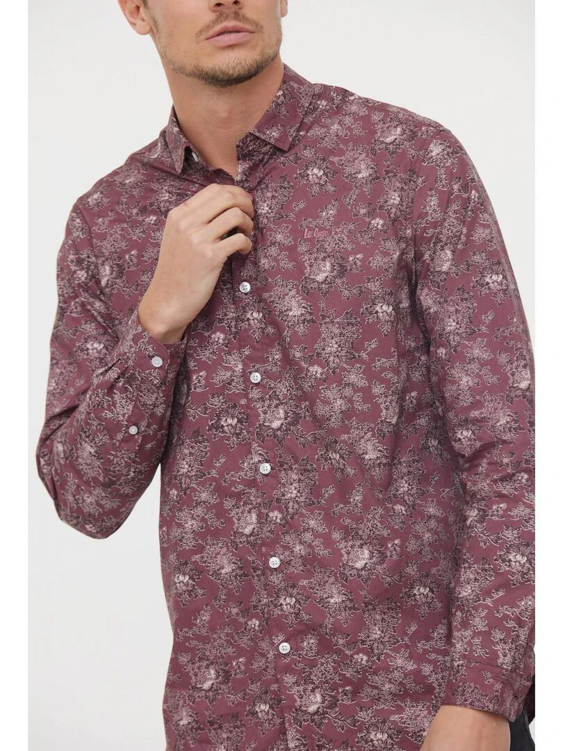 Lee Cooper   Chemise manches longues coton regular DLEO   Rouge foncé