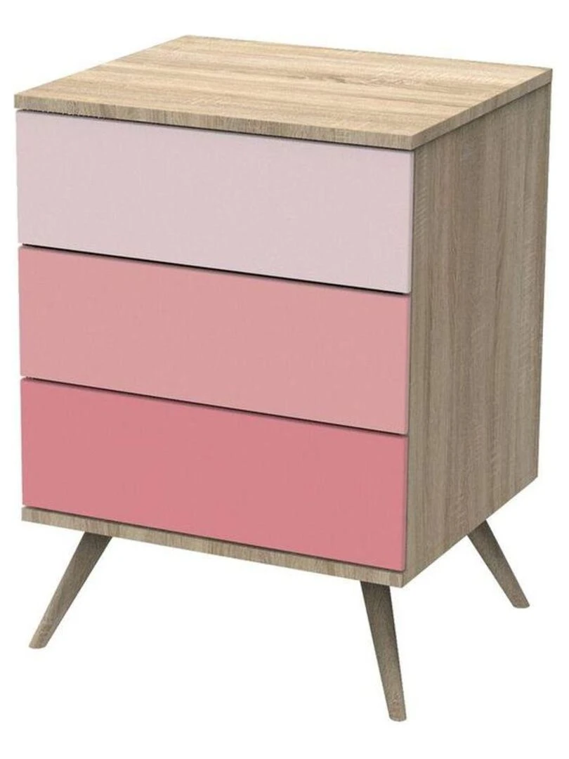 Commode 3 tiroirs en bois SAUTHON Rose