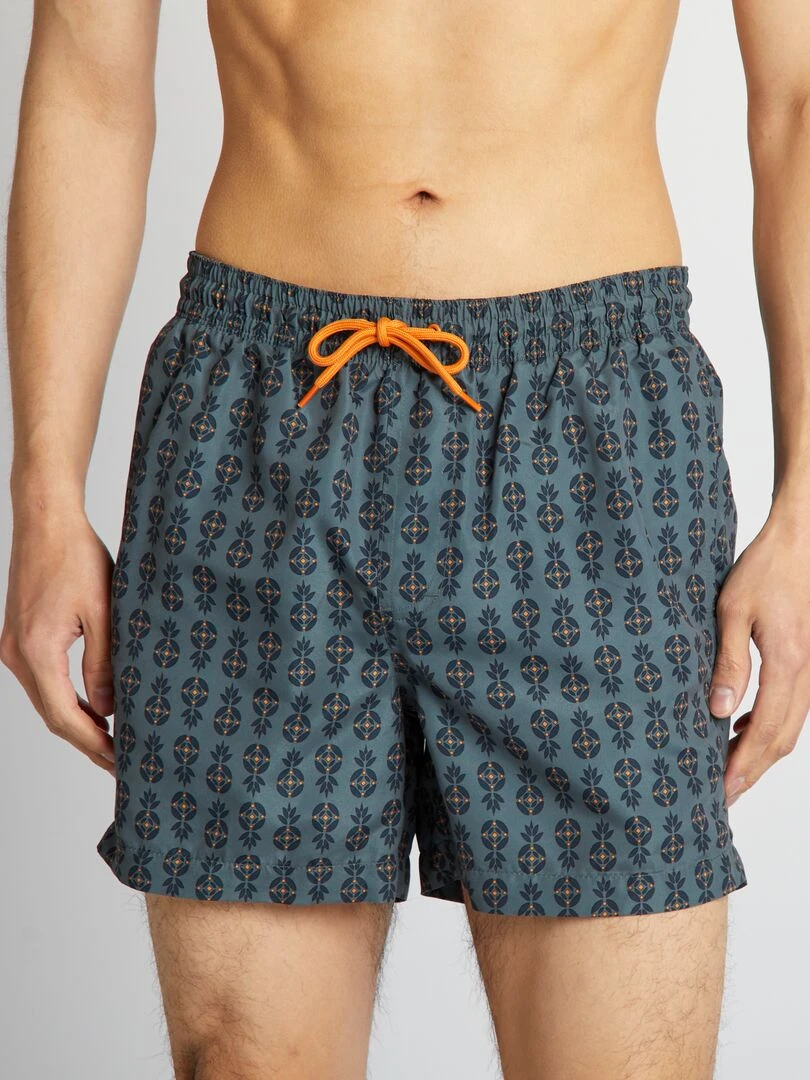 Short de bain à motifs Gris