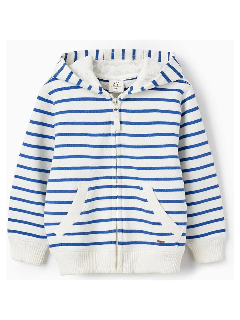 Manteau en coton à rayures avec capuche pour garçon SPRING BEGINS Beige