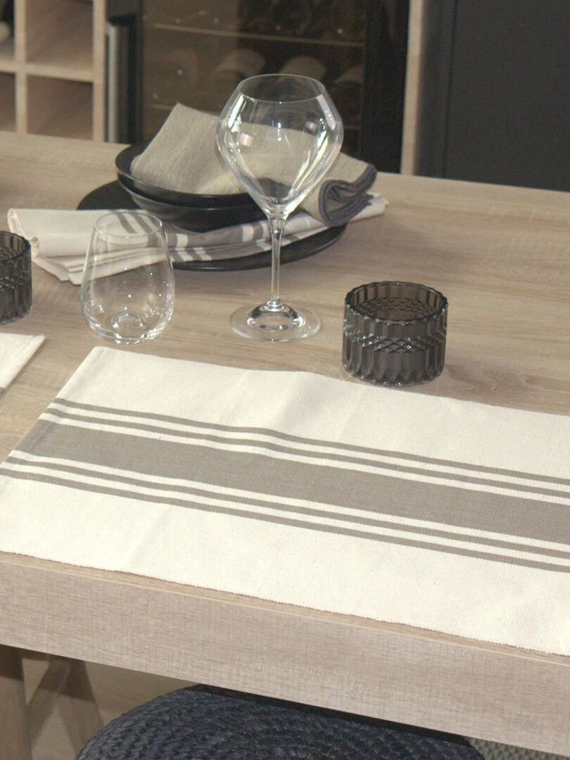 Lot de 4 sets de table à rayures d'antan Taupe