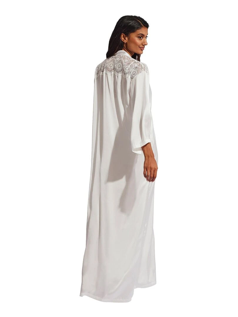 Déshabillé long satin Matilda mariage Ecru