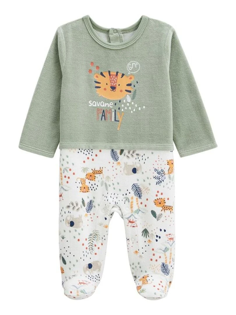 Pyjama bébé en velours Savane Family Kaki