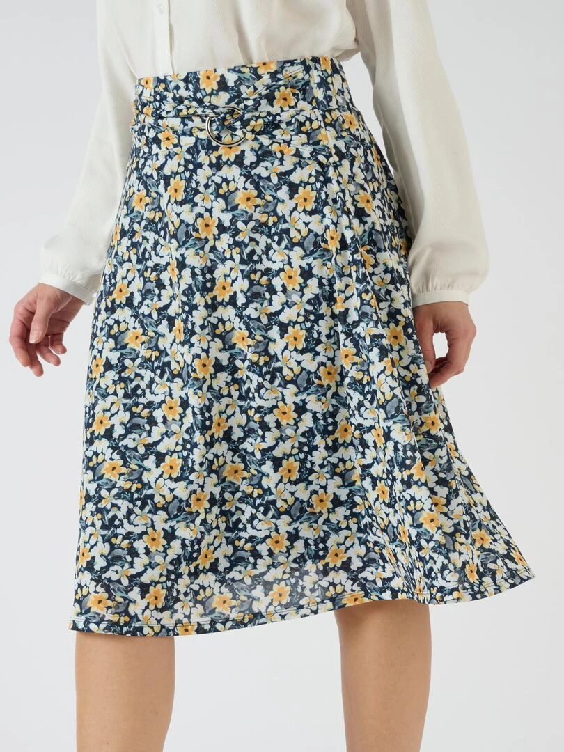 Jupe ceinture à boucle   Damart   Bleu marine