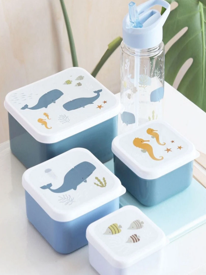 Lot de 4 boîtes à goûter Océan   Bleu