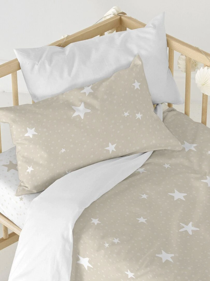 Parure housse de couette 2 pièces Little star "Happyfriday"   Beige