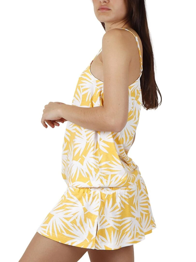 Robe de plage à bretelles Palm Spring   Jaune