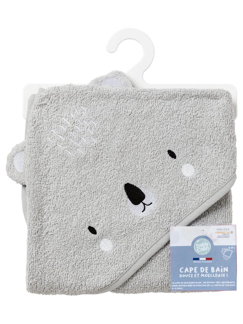Cape de bain 70x70 cm ludique   Koala gris   Gris