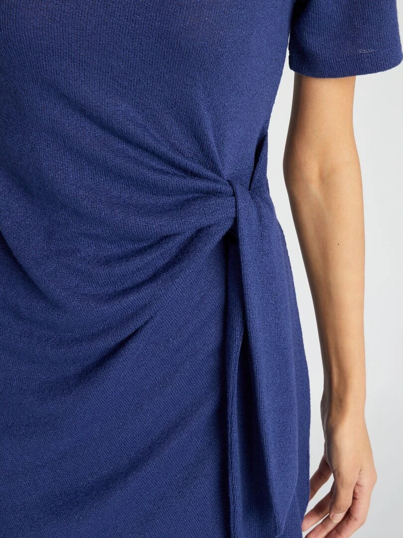 Robe style rustique à nœud   Bleu