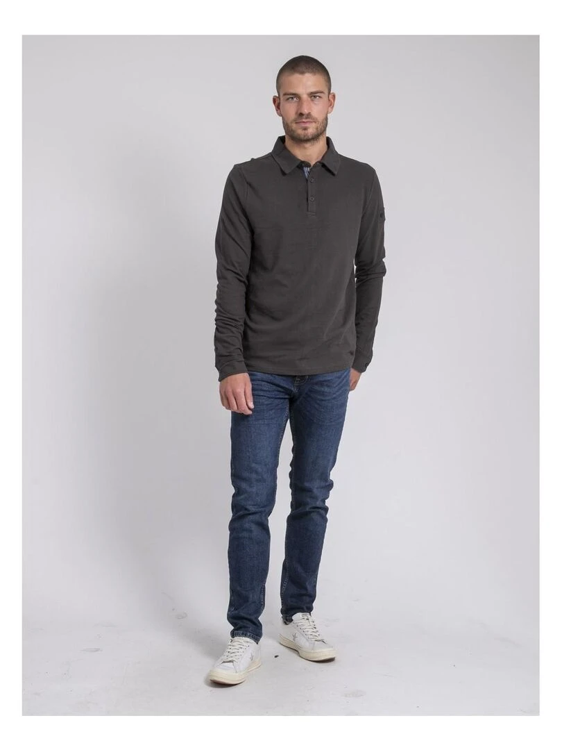 Polo manches longues pur coton PILKA   Gris