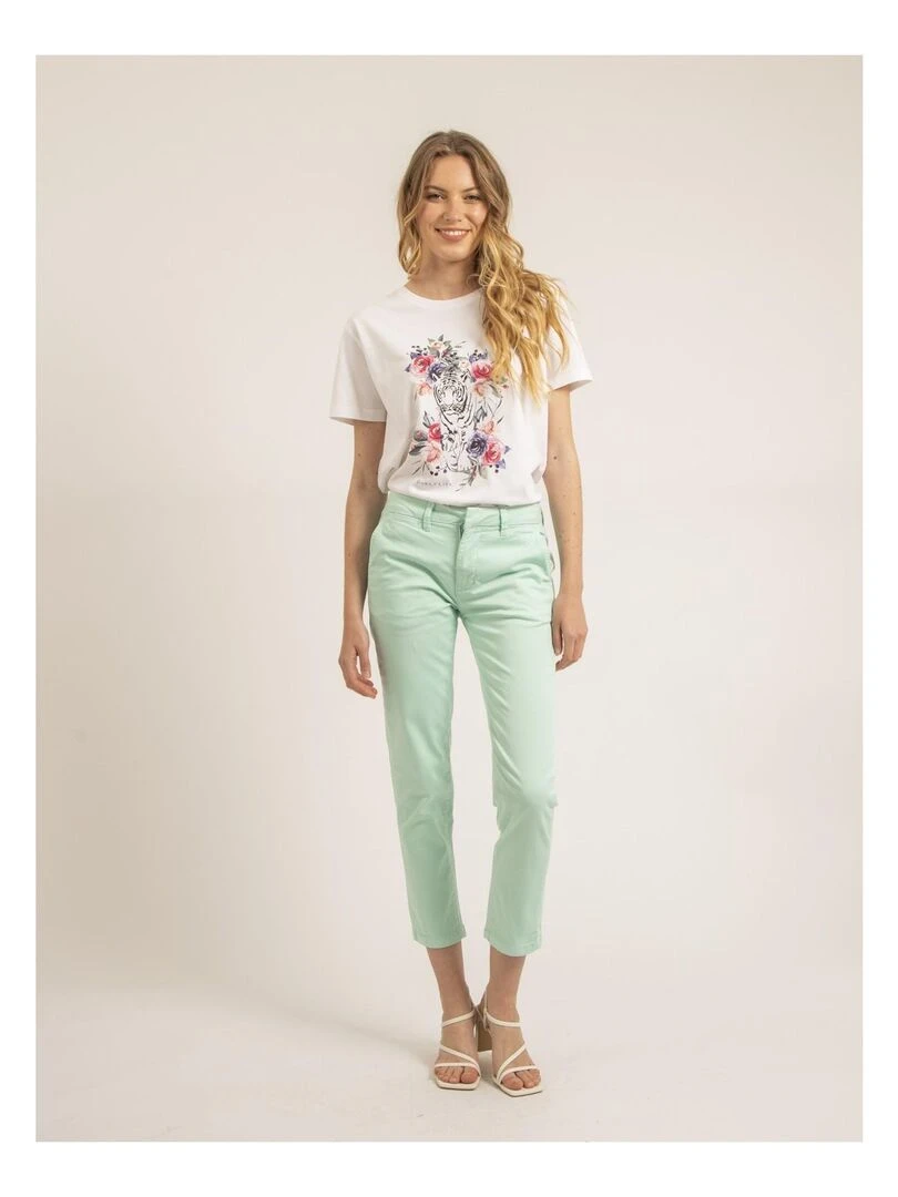 Pantalon chino slim EILYN   Vert d'eau