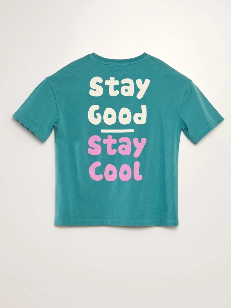 T shirt large imprimé   Bleu