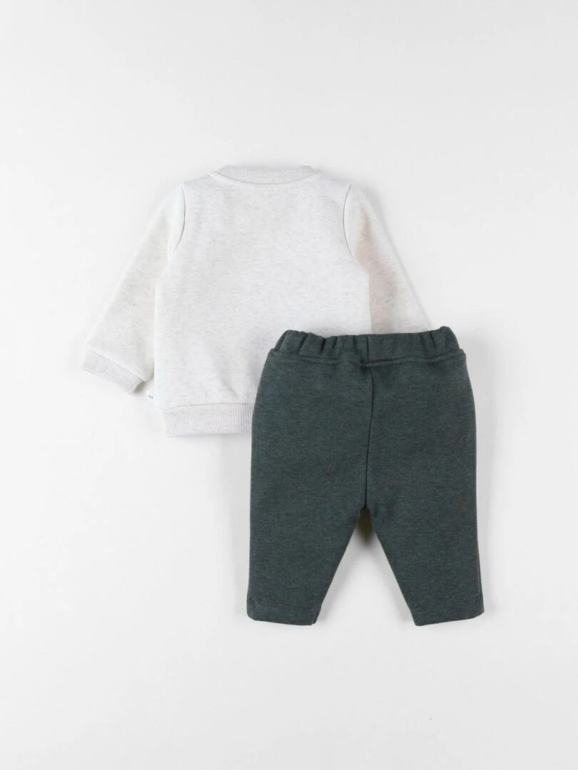 Set sweat + jogging renard chiné/vert forêt Noukie's Beige