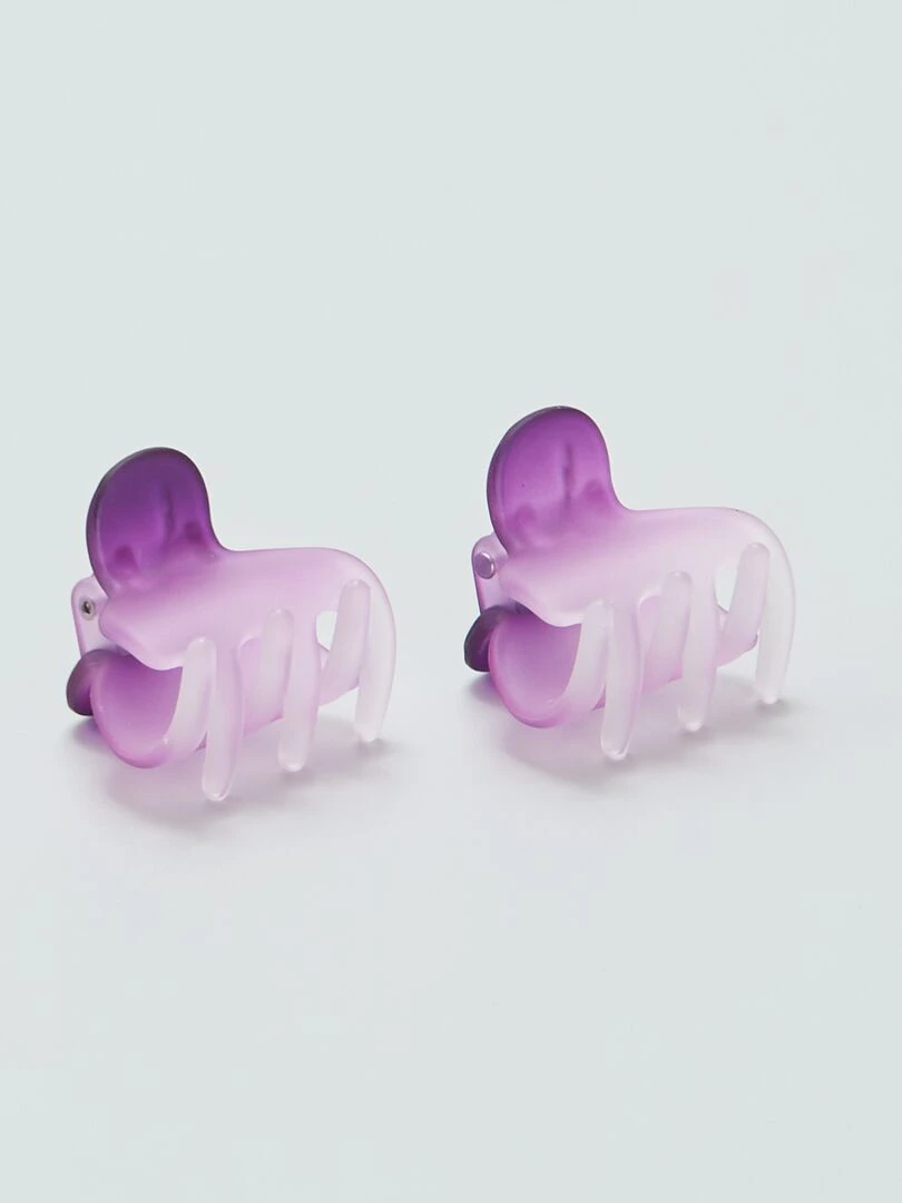 Lot de 2 pinces crabe + 2 élastiques 'Minnie & Mickey' 'Disney'   Rose